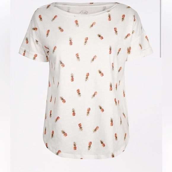 Maurices 24/7 Pineapple Print Drop Shoulder Tee - Picture 2 of 5